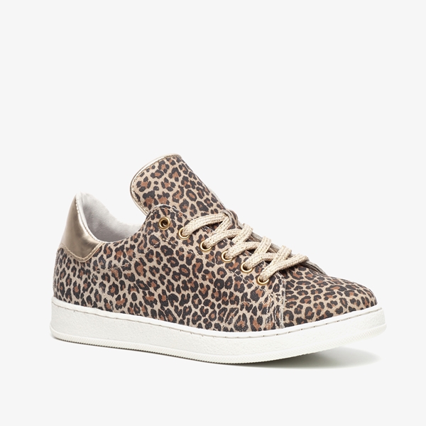 Groot leren meisjes leopard sneakers 1