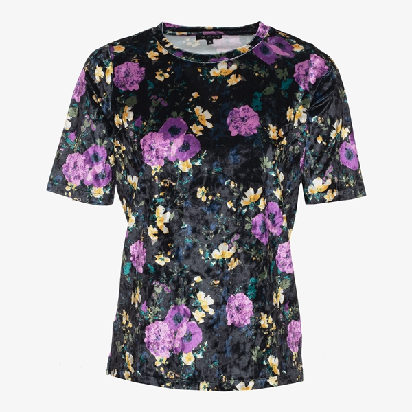 Jazlyn dames velvet t-shirt bloemenprint 1
