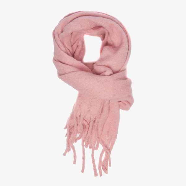 Roze sjaal met franjes 1