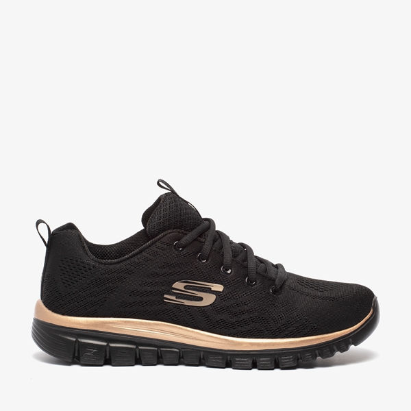 skechers graceful get connected black and rose gold trainers