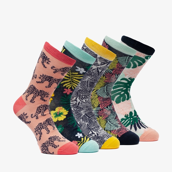5 paar dames sokken met jungle print 1