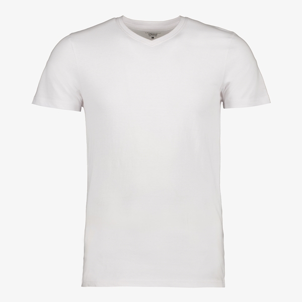 Unsigned heren T-shirt wit katoen V-hals 1