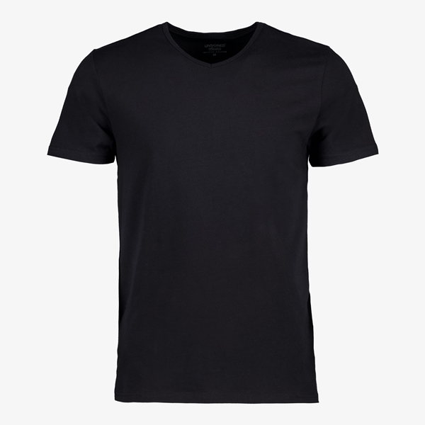 Unsigned heren T-shirt zwart met V-hals 1