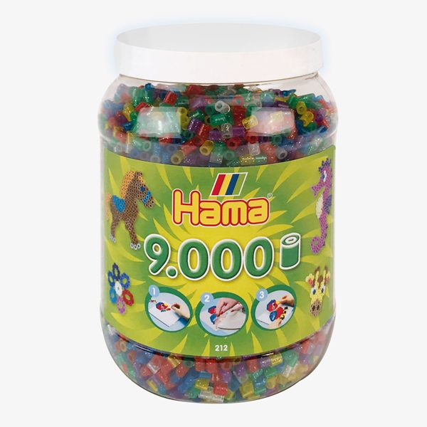 Hama Glitter Transparante Strijkkralen 9000 Stuks 1