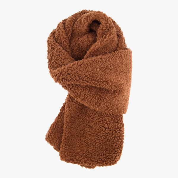 Dames teddy sjaal bruin 1