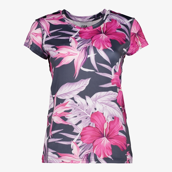 Osaga dames sport T-shirt roze bloemenprint 1