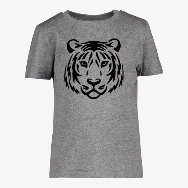 Unsigned kinder T-shirt grijs met tijgerkop 1
