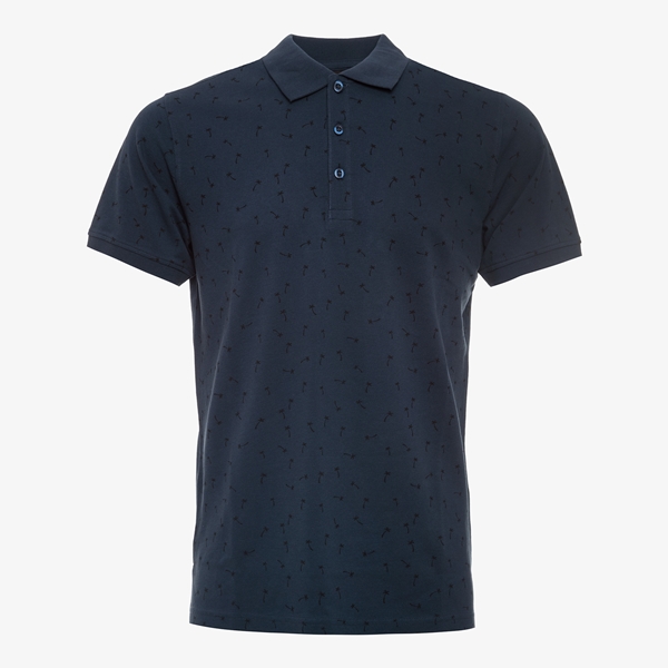 Unsigned heren polo blauw met all over print 1
