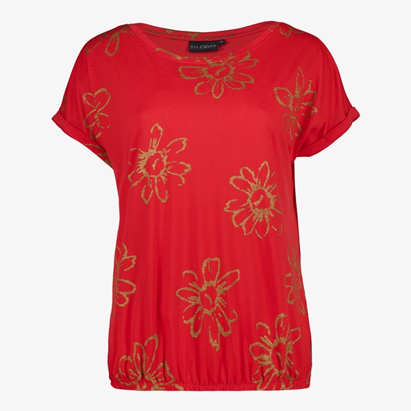 TwoDay dames T-shirt rood met bloemenprint 1