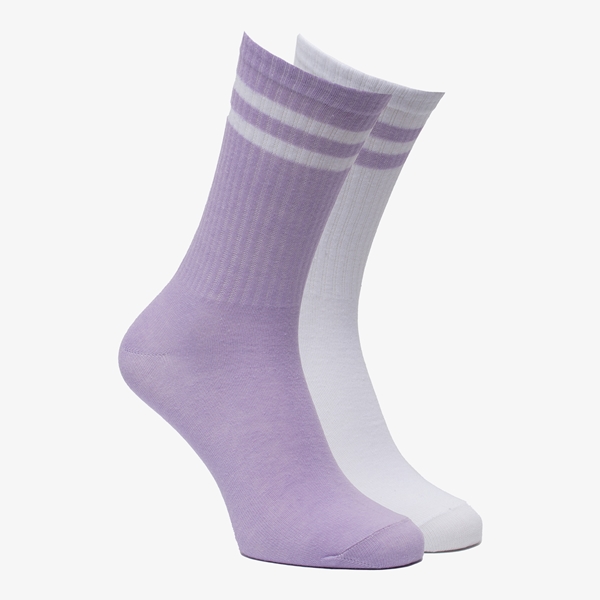 2 paar halfhoge dames sokken lila 1