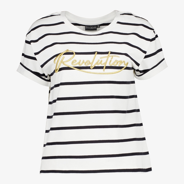 Opname Rechtsaf groot TwoDay dames T-shirt wit met zwarte strepen online bestellen | Scapino