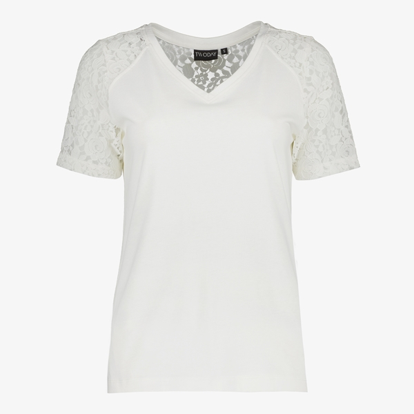 Kosmisch Klusjesman wakker worden TwoDay dames T-shirt wit met kant online bestellen | Scapino