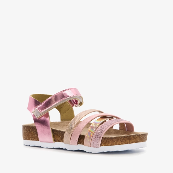Meisjes bio sandalen met roze metallic details 1