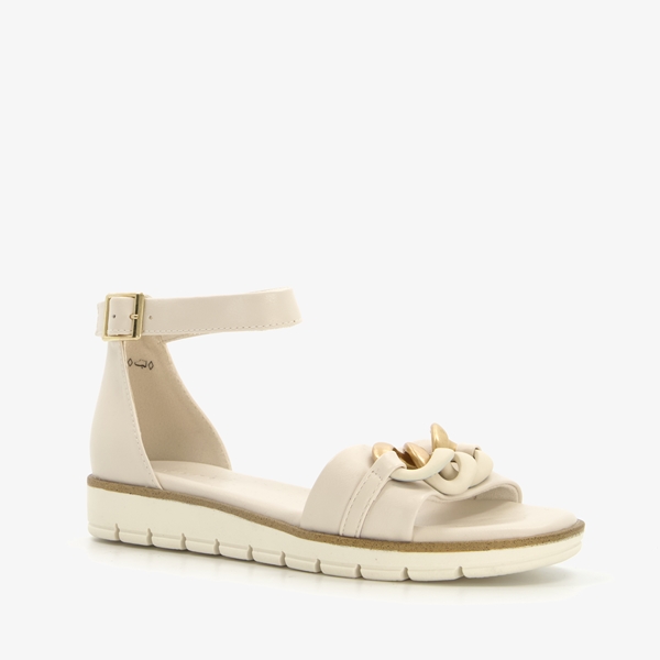 Nova dames sandalen wit met gouden detail 1