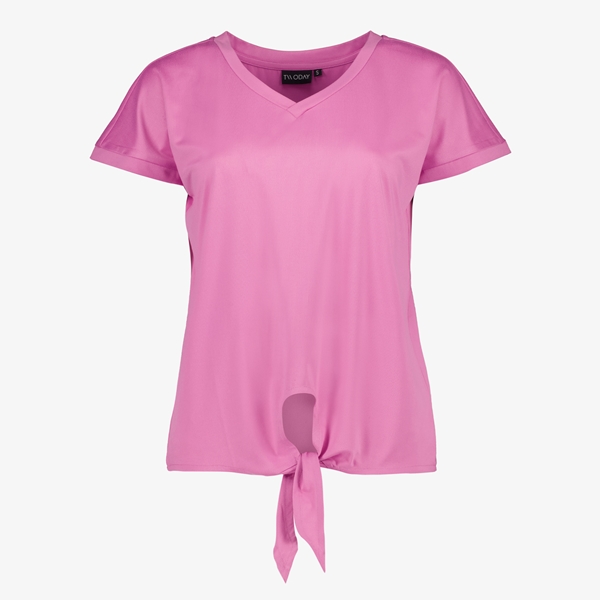 TwoDay dames T-shirt roze met knoop 1