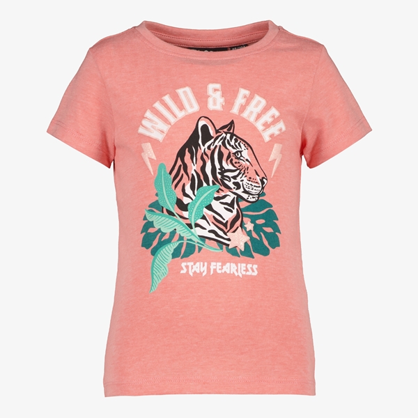 TwoDay meisjes T-shirt roze met tijgerkop 1