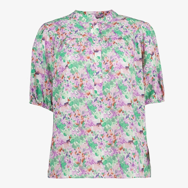 TwoDay dames blouse groen/roze met bloemenprint 1