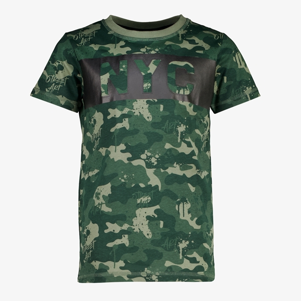 Unsigned jongens T-shirt groen met camouflageprint 1