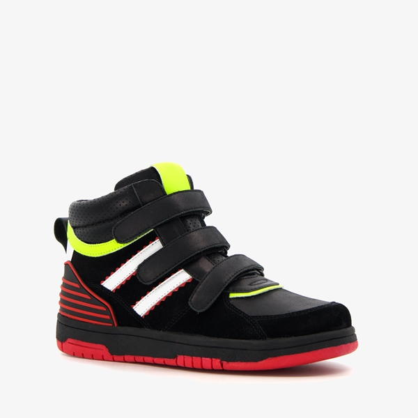 TwoDay hoge leren jongens sneakers zwart neon 1
