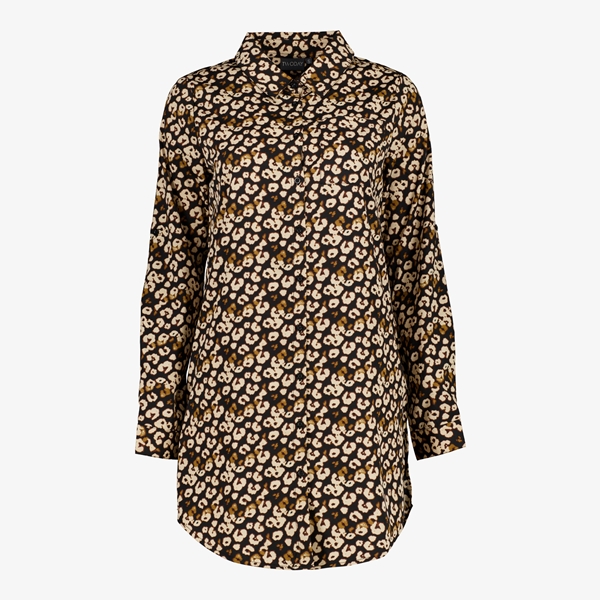TwoDay lange dames blouse luipaardprint bruin 1