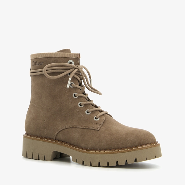 s.Oliver dames veterboots taupe 1