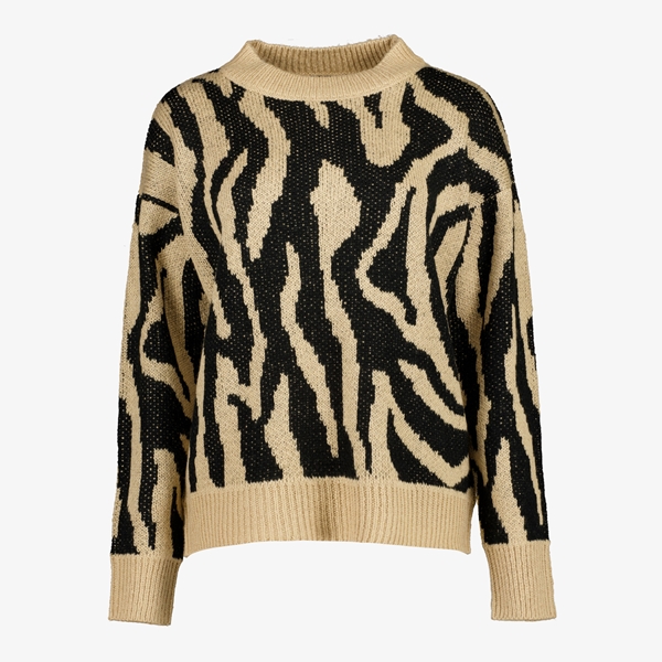 TwoDay dames trui met luipaardprint zwart/bruin 1