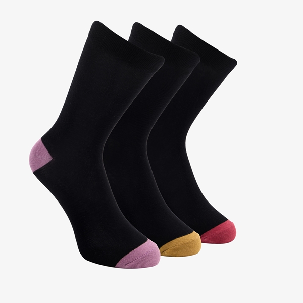 3 paar middellange dames sokken zwart 1