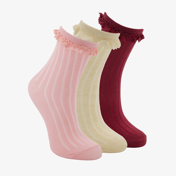 3 paar meisjes sokken met sierlijke details 1