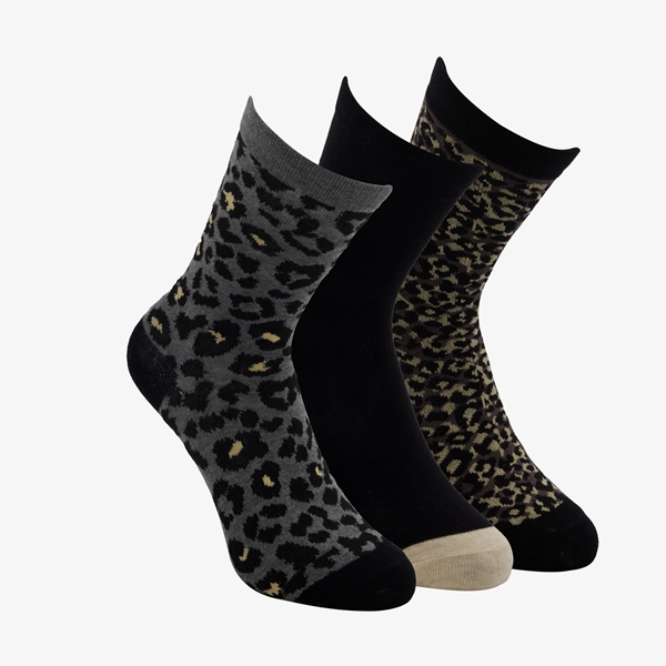 3 paar dames sokken met luipaardprint 1