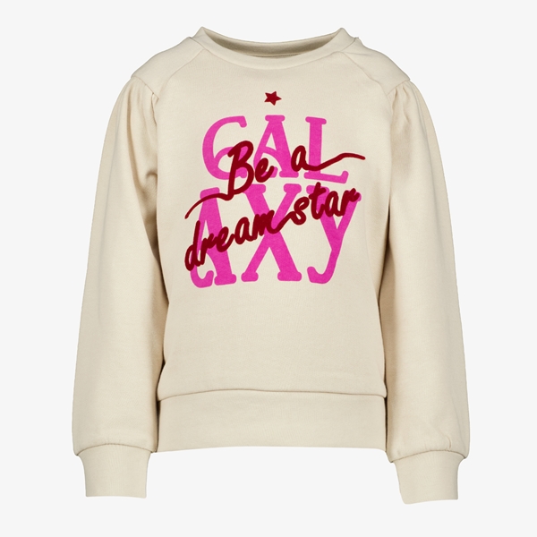 TwoDay meisjes sweater met tekstopdruk beige 1