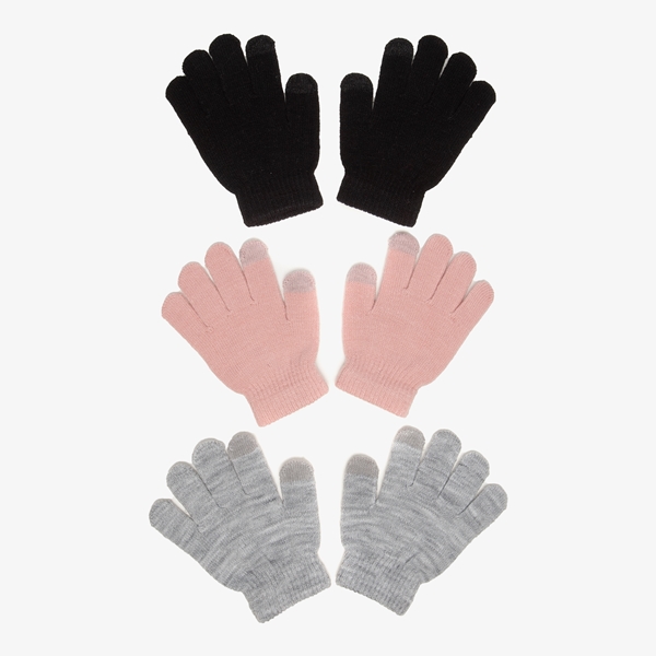 3 paar kinder handschoenen roze 1