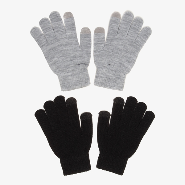 2 paar dames handschoenen zwart grijs 1