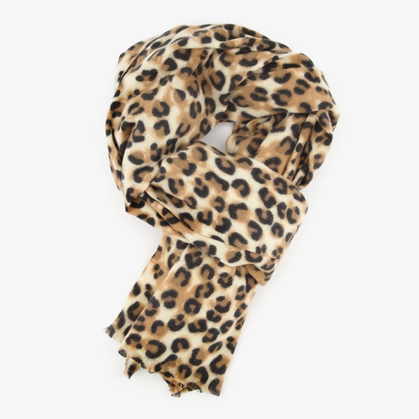 Dames sjaal met luipaardprint bruin 1