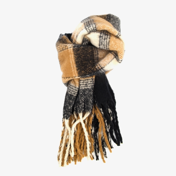 Dames sjaal geruit bruin/beige 1