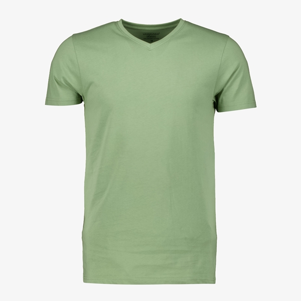 Unsigned heren T-shirt groen V-hals 1