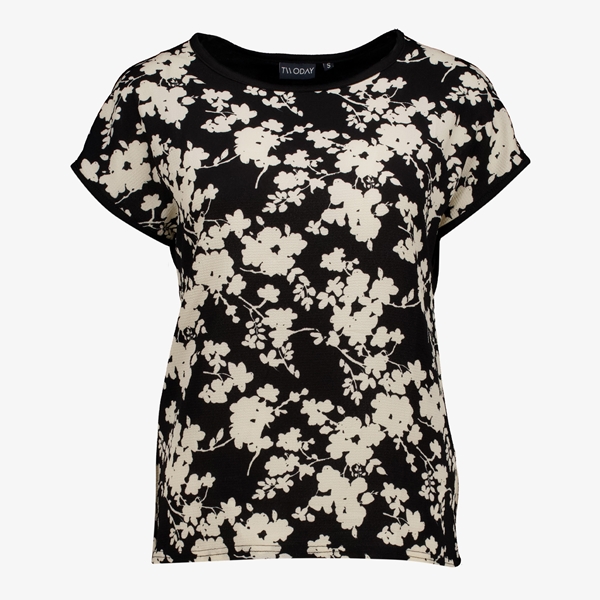 TwoDay dames T-shirt zwart met bloemenprint 1