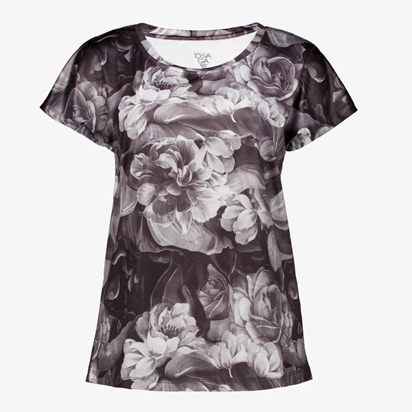 Osaga dames sport T-shirt zwart bloemenprint 1