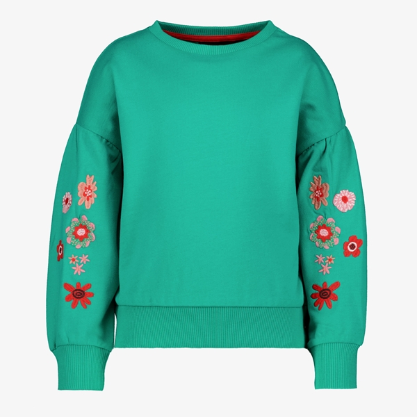 TwoDay meisjes sweater groen met bloemen 1