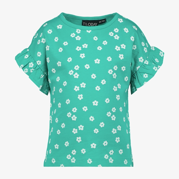 TwoDay meisjes T-shirt groen met bloemen 1