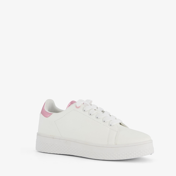 Blue Box dames sneakers wit met metallic roze 1