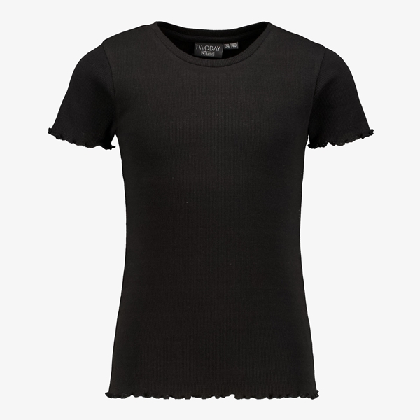 TwoDay basic meisjes rib T-shirt zwart 1