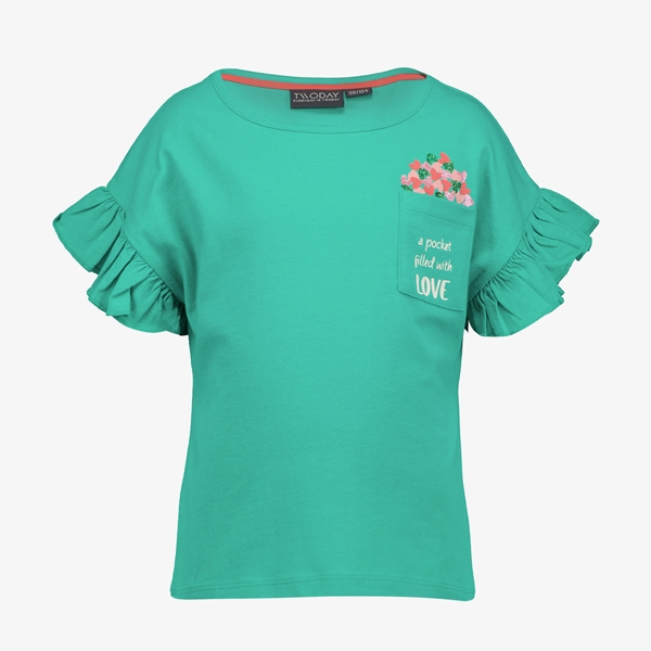 TwoDay meisjes T-shirt groen met glitter hartjes 1