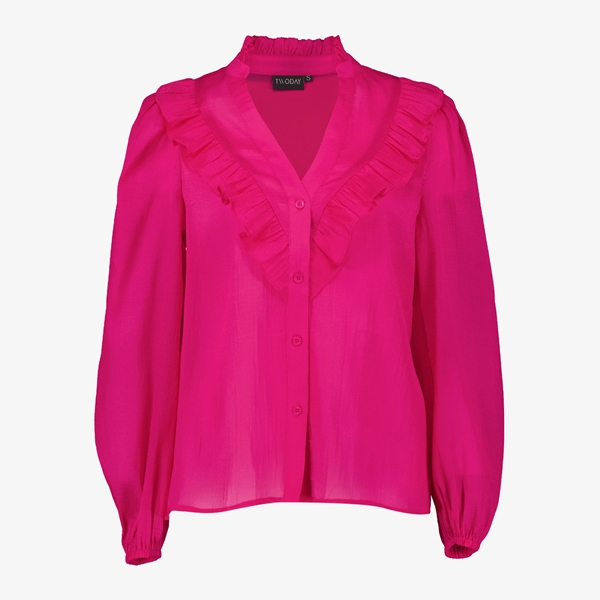 TwoDay dames blouse met ruches roze 1