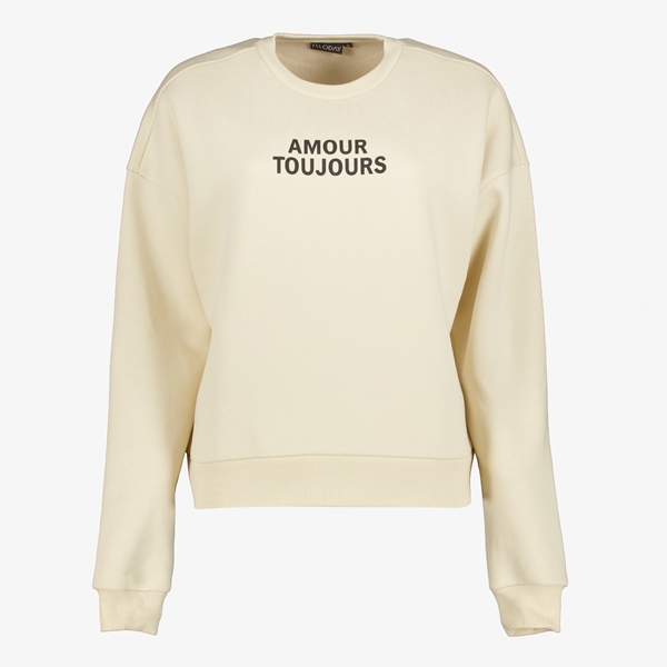 TwoDay dames sweater beige met tekstopdruk 1