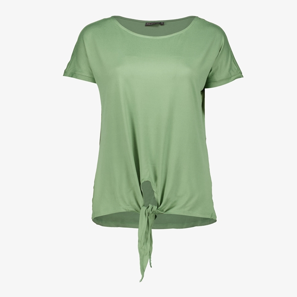 TwoDay dames T-shirt groen met knoop 1