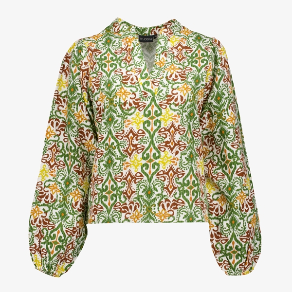 TwoDay dames mousseline blouse groen met print 1