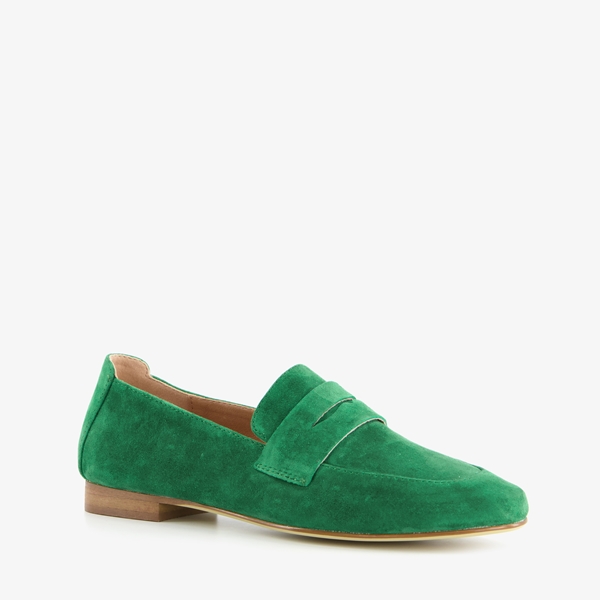 Hush Puppies suede dames loafers groen 1