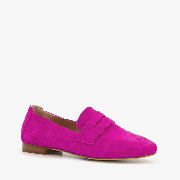 Hush Puppies suede dames loafers fuchsia roze 1