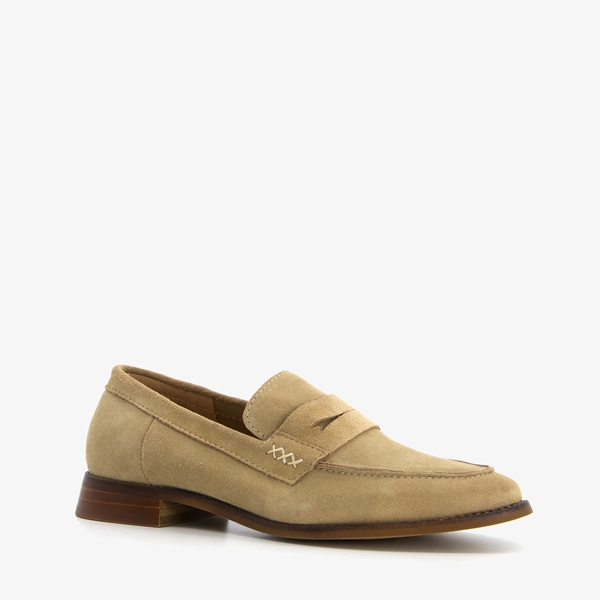 Hush Puppies suede dames loafers donkerbeige 1