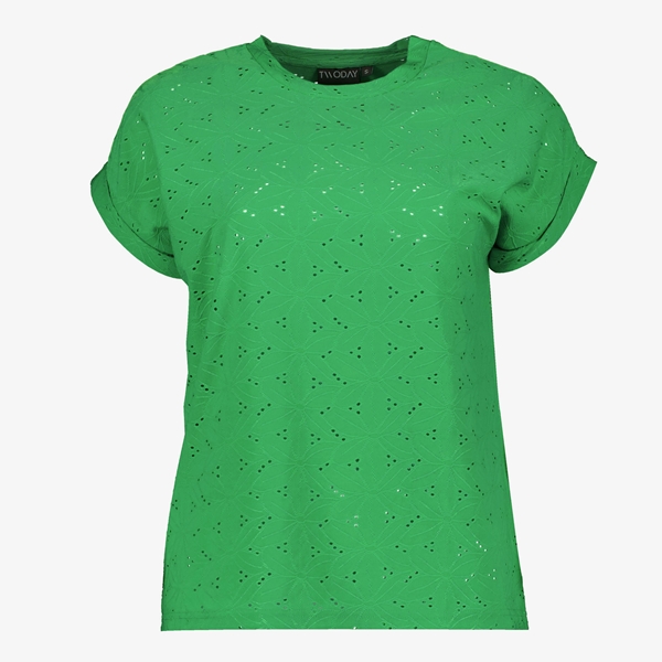 TwoDay dames broderie T-shirt groen 1